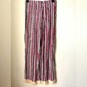 Julia-Boho Striped Vintage Pants with fringes at bottom.Size L/X-New With Tag.